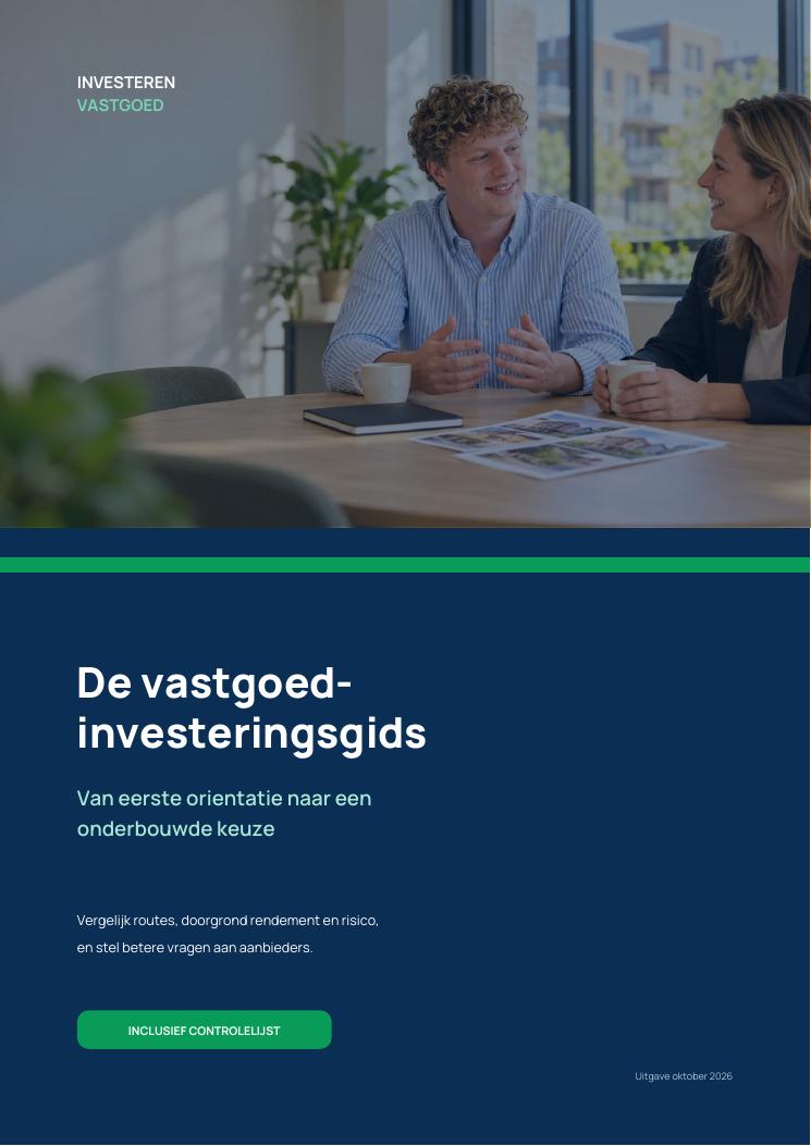 Omslag van de vastgoedinvesteringsgids van Investeren Vastgoed
